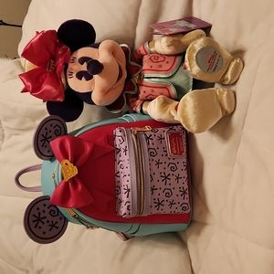 AUTHENTIC DISNEY PARKS LOUNGEFLY Minnie Mouse MAINE ATTRACTION and Plush